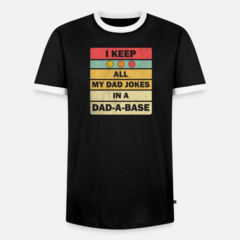 Dad Jokes: I Keep All My Dad Jokes In A Dad-a-base - Kontrast-T-skjorte for menn - svart/hvit