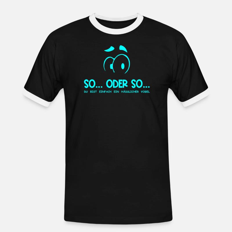 So...Oder So: Hässlicher Vogel - Türkis - Männer Kontrast-T-Shirt - Schwarz/Weiß
