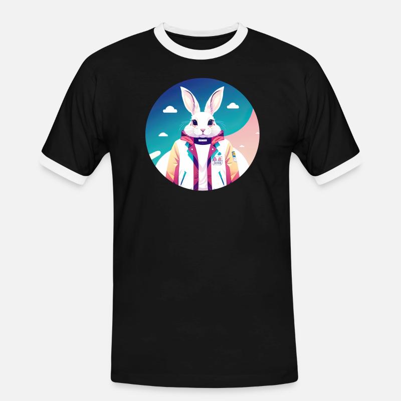 Bunny, Rabbit, Easter Bunny - Men's Ringer Shirt - black/white
