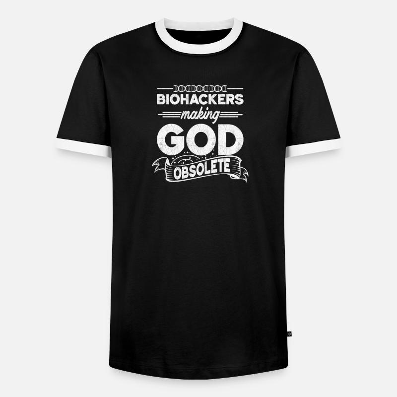 Biohacker Making God Obsolete - Men's Ringer Shirt - black/white