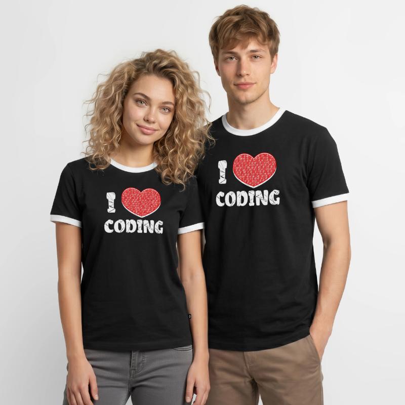 Developer Heart Coding Statement Programmer Men's Ringer Shirt