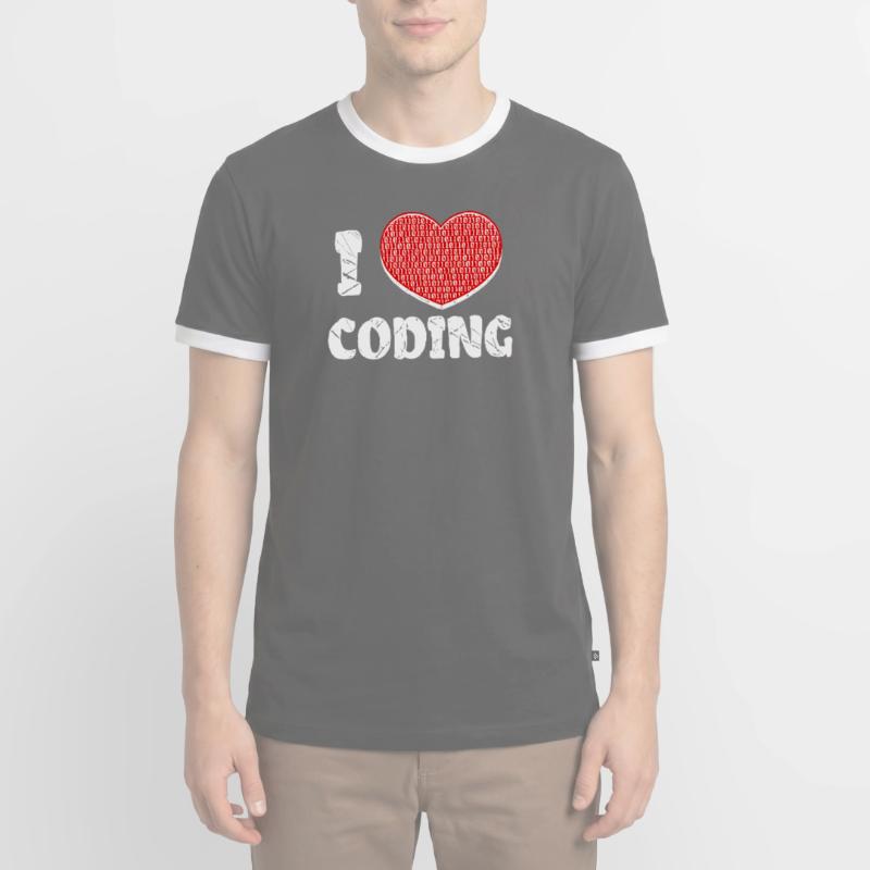 Developer Heart Coding Statement Programmer Men's Ringer Shirt