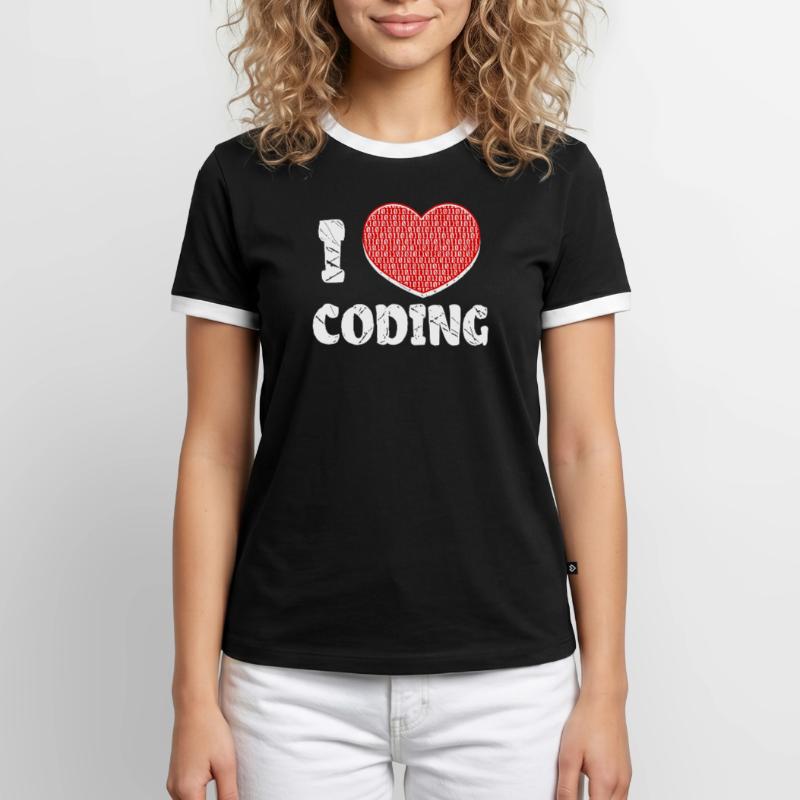 Developer Heart Coding Statement Programmer Men's Ringer Shirt