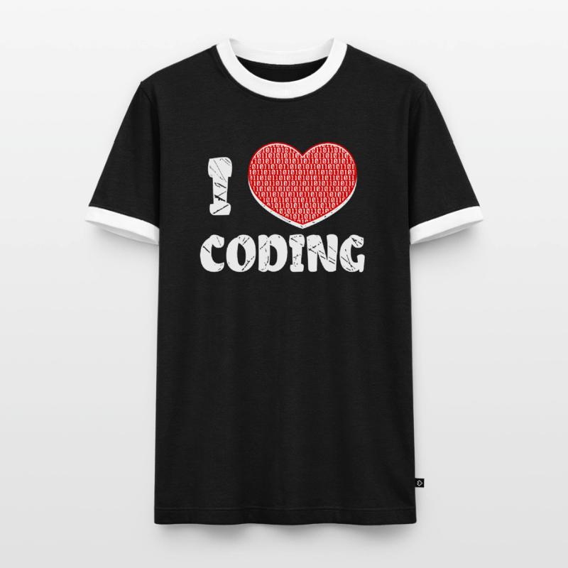 Developer Heart Coding Statement Programmer Men's Ringer Shirt