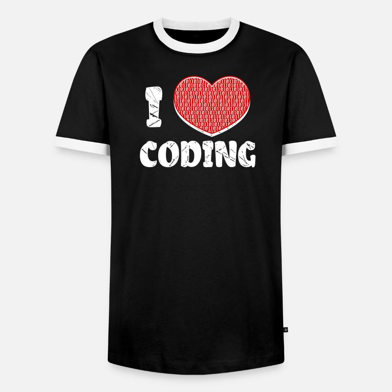 Developer Herz Coden Statement Programmierer - Männer Kontrast-T-Shirt - Schwarz/Weiß