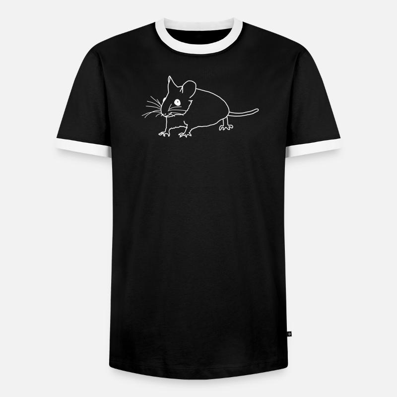 Maus lineart - Männer Kontrast-T-Shirt - Schwarz/Weiß