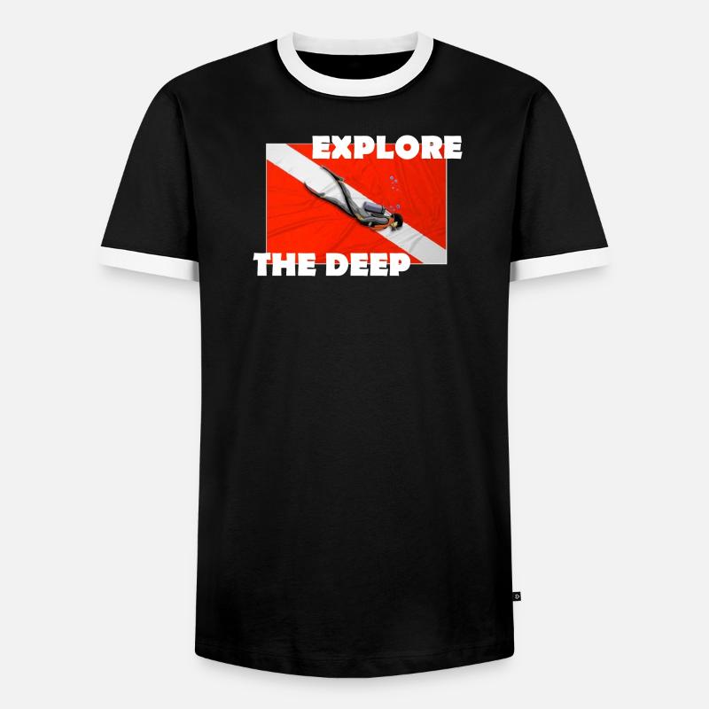 EXPLORE THE DEEP - Männer Kontrast-T-Shirt - Schwarz/Weiß