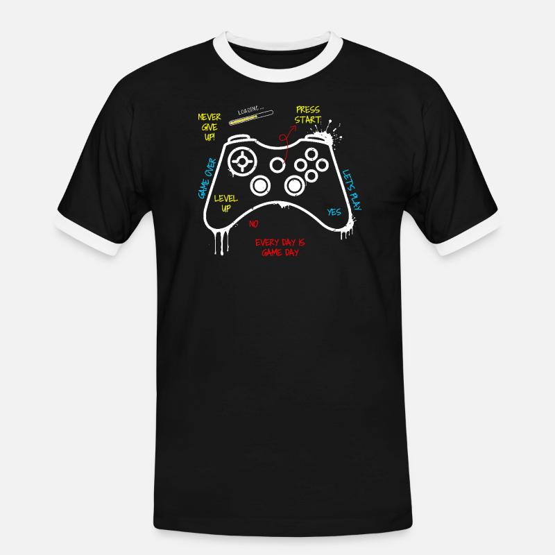 Gamer Controller Graffiti - Männer Kontrast-T-Shirt - Schwarz/Weiß