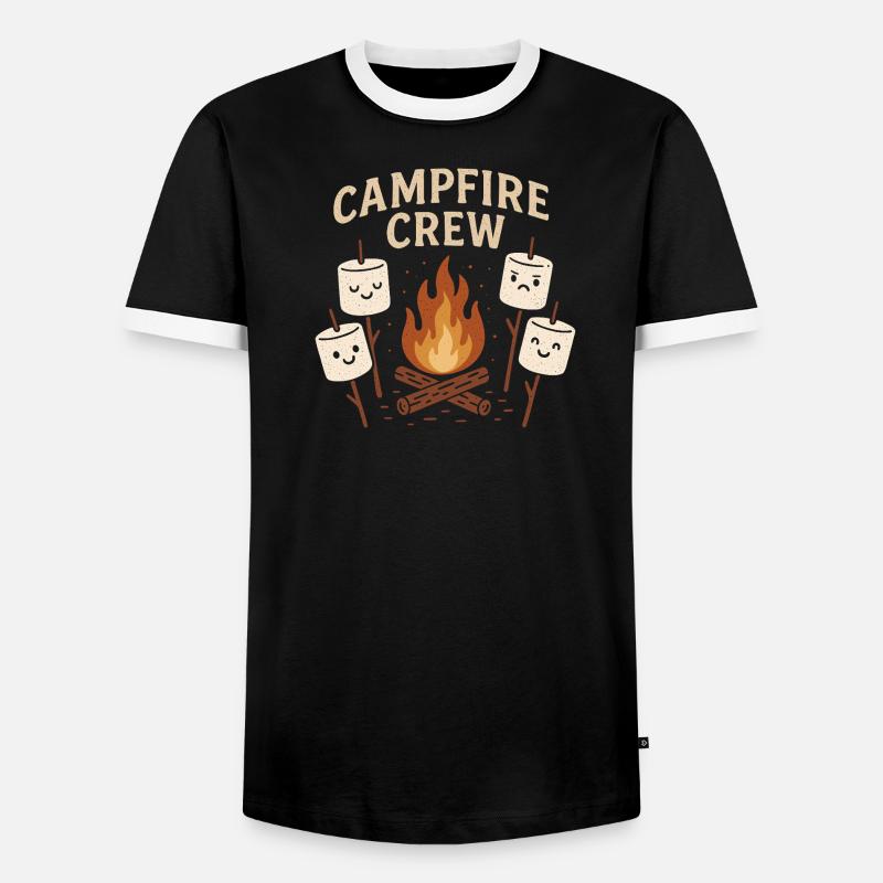Campfire Crew - Marshmallow Campfire Group - Men's Ringer Shirt - black/white