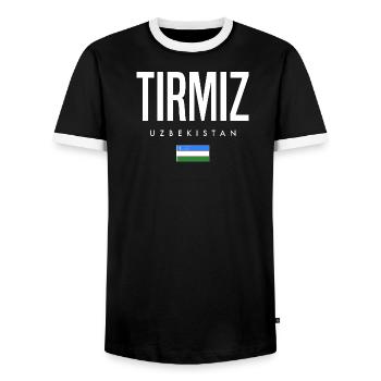 Tirmiz Ouzbékistan - T-shirt contrasté Homme - noir/blanc - Devant - AI Model Female 172 light (172cm) & AI Model Male 178 light (178cm)