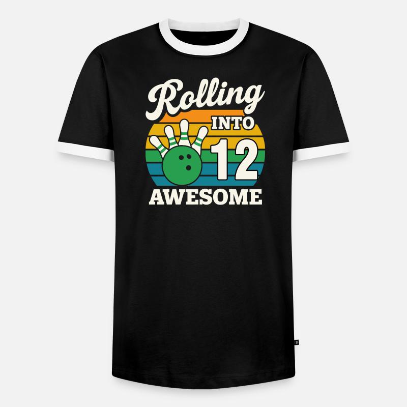 Rolling Into 12s Bowling Celebration - Men's Ringer Shirt - black/white