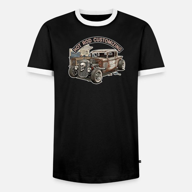 Rustic Hot Rod Customization Design - Men's Ringer Shirt - black/white