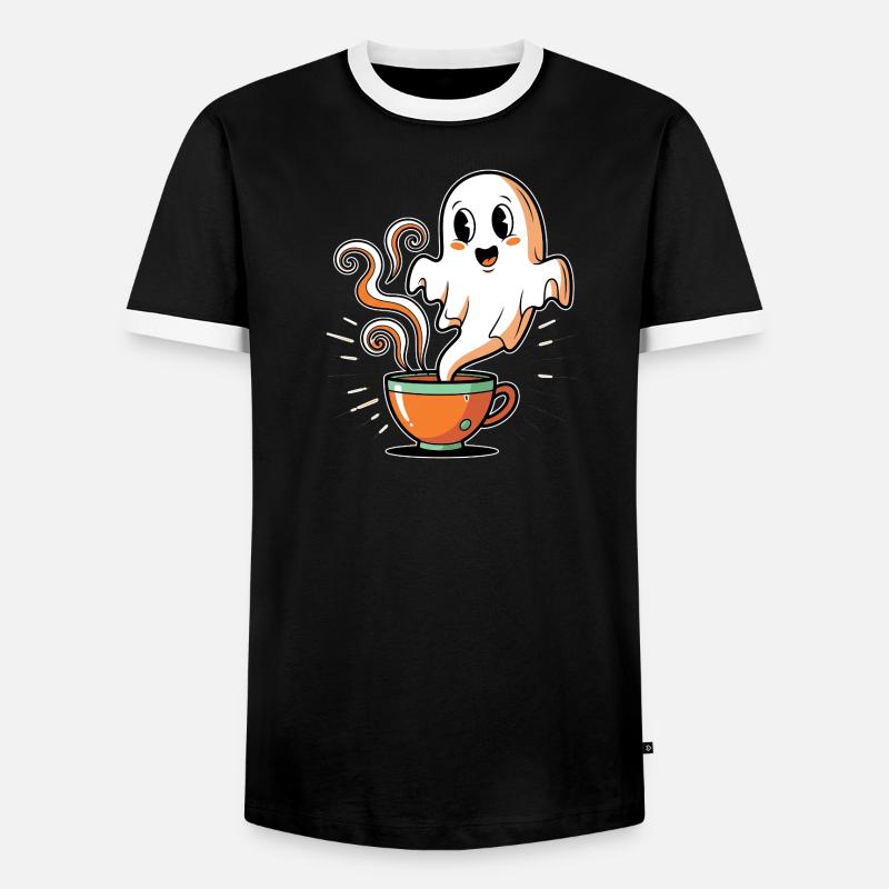 Kaffeegeist mit charmantem Gesicht - Männer Kontrast-T-Shirt - Schwarz/Weiß