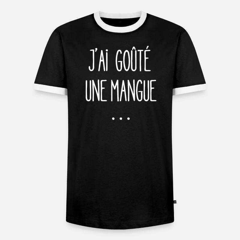 Ich habe eine Mango probiert - Männer Kontrast-T-Shirt - Schwarz/Weiß