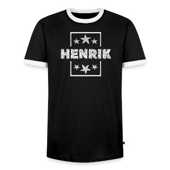 Geschenk für Henrik - Männer Kontrast-T-Shirt - Schwarz/Weiß - Vorne - AI Model Female 172 light (172cm) & AI Model Male 178 light (178cm)