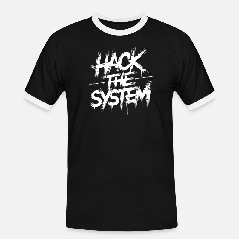 Hack the System Graffiti - Männer Kontrast-T-Shirt - Schwarz/Weiß