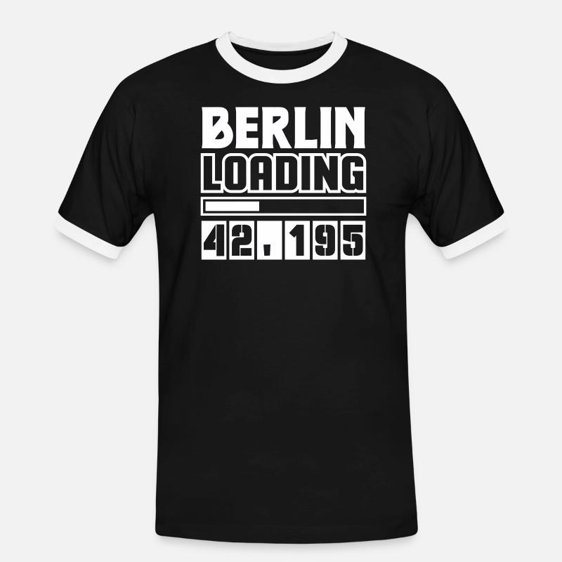 Berlin Loading 42.195 - Männer Kontrast-T-Shirt - Schwarz/Weiß