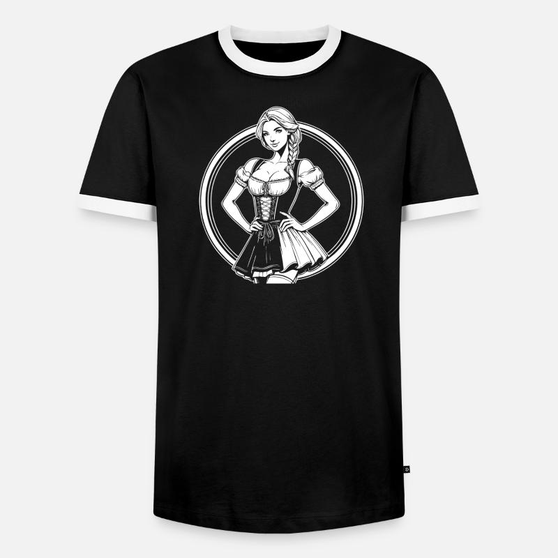 Cool Dirndl Comic Design - Men's Ringer Shirt - black/white