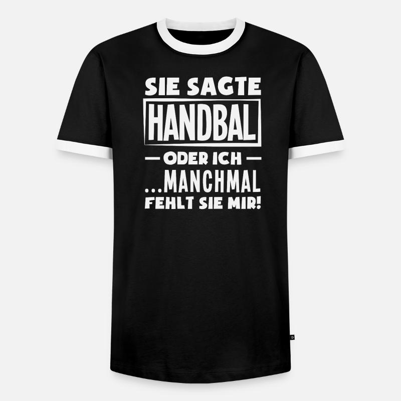 Handball oder ich – manchmal fehlt sie - Männer Kontrast-T-Shirt - Schwarz/Weiß