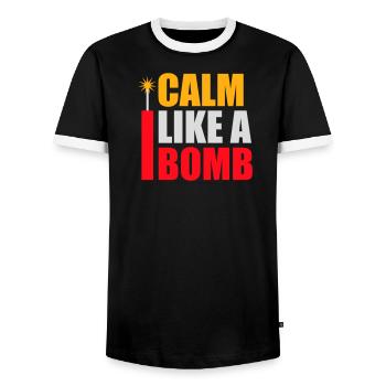 Calme comme une bombe Paradoxe Ironie Humour Blague explosive - T-shirt contrasté Homme - noir/blanc - Devant - AI Model Female 172 light (172cm) & AI Model Male 178 light (178cm)