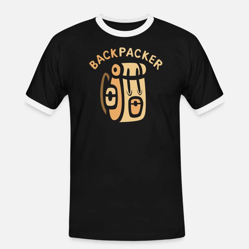 Backpacker Comic Backpack Design - Men's Ringer Shirt - black/white