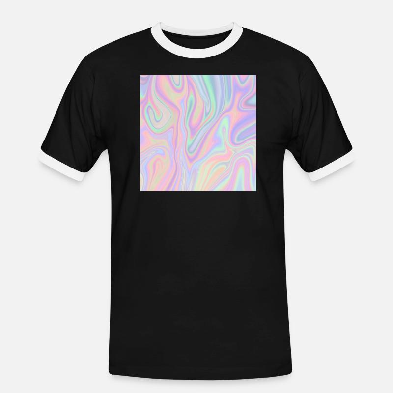 Iridescent Abstract Liquid Pastel Pattern - Men's Ringer Shirt - black/white