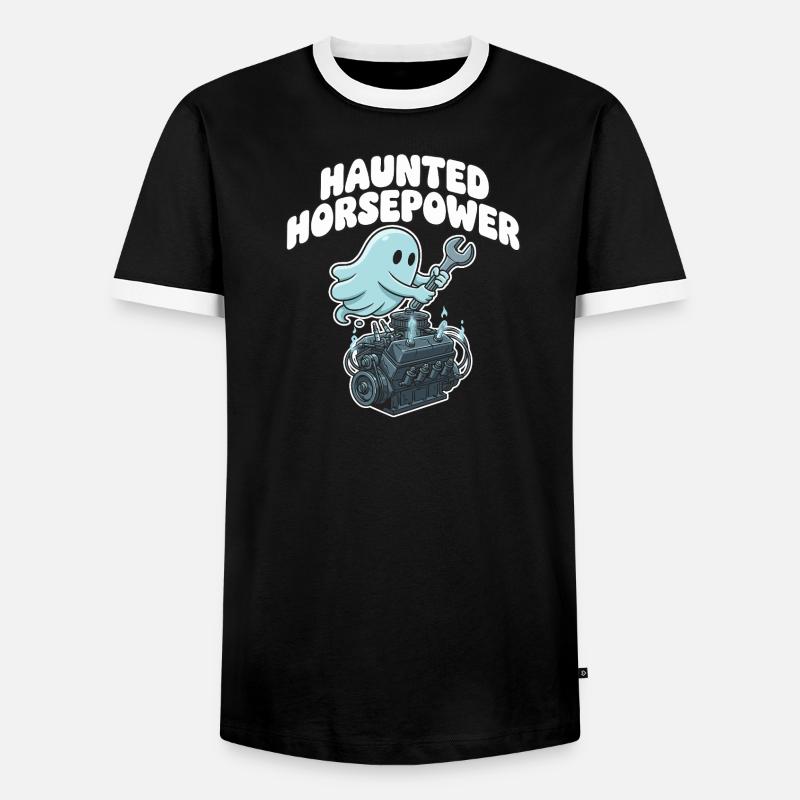 Ghost Engine Haunting Engine Cartoon - Men's Ringer Shirt - black/white
