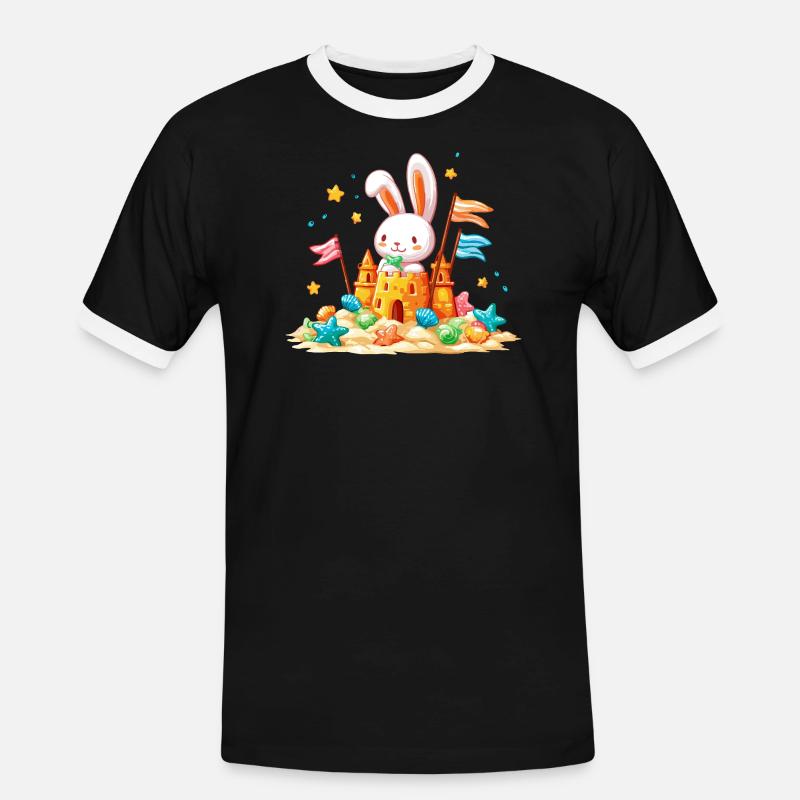 Bunny on the Beach Sandpit - Men's Ringer Shirt - black/white