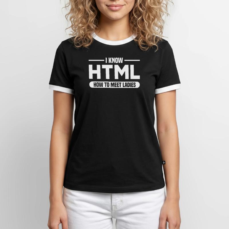 HTML Humor Code Programmer Saying Men's Ringer Shirt