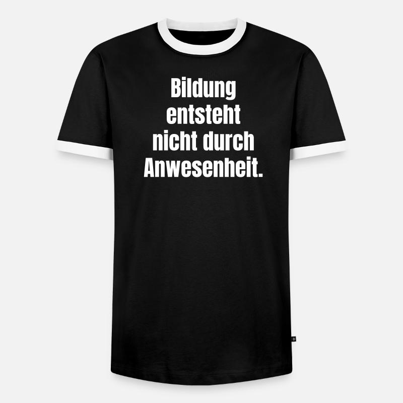 Education is created through activity - Men's Ringer Shirt - black/white