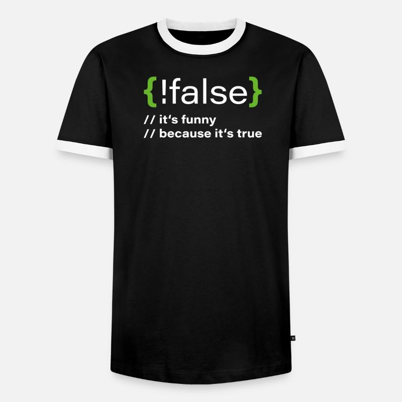 false – Funny programmer saying - Men's Ringer Shirt - black/white