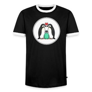 Vintage Mushroom Mycelium Nature Swarm Intelligence - Men's Ringer Shirt - black/white - Front - AI Model Female 172 light (172cm) & AI Model Male 178 light (178cm)