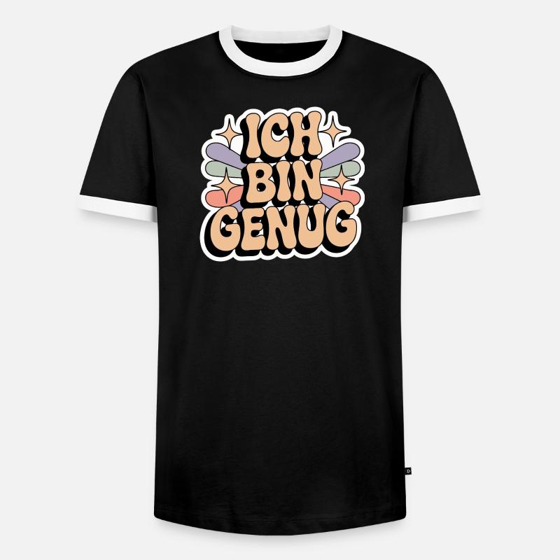 Ich bin genug – Retro Statement - Männer Kontrast-T-Shirt - Schwarz/Weiß