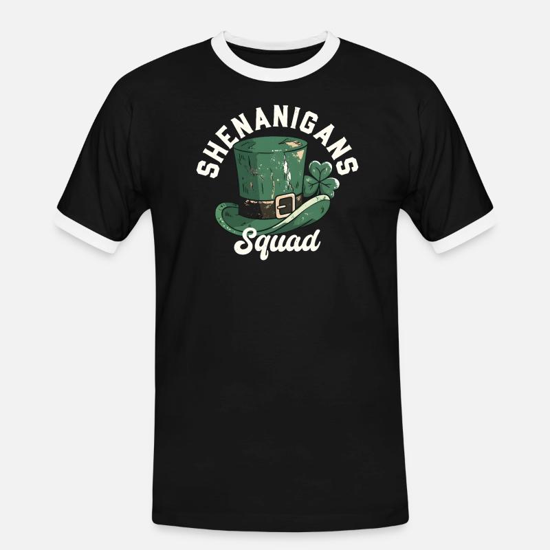 Shenanigans Squad Leprechaun Hat - Men's Ringer Shirt - black/white