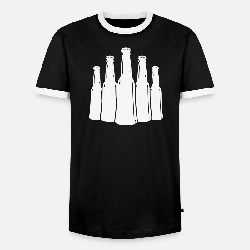 Bierflaschen Silhouette - Männer Kontrast-T-Shirt - Schwarz/Weiß