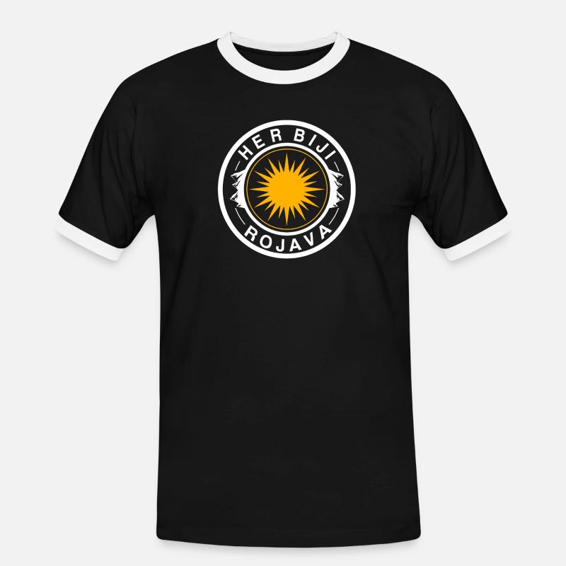 Rojava - Männer Kontrast-T-Shirt - Schwarz/Weiß