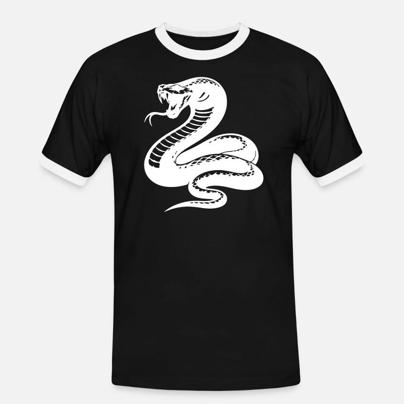 Snake Python Silhouette - Men's Ringer Shirt - black/white