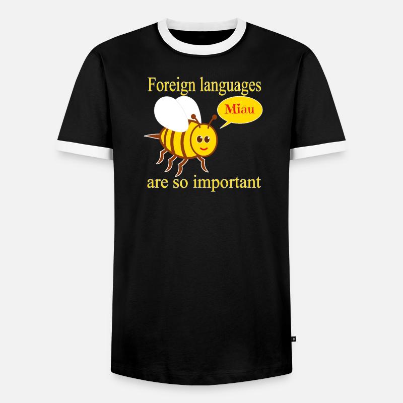 Bee with speech bubble - Men's Ringer Shirt - black/white
