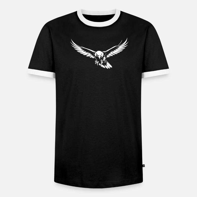 Attacking eagle in flight - Men's Ringer Shirt - black/white