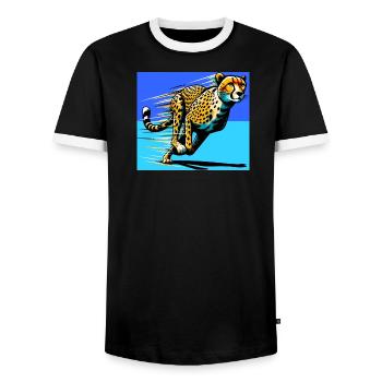 guépard - T-shirt contrasté Homme - noir/blanc - Devant - AI Model Female 172 light (172cm) & AI Model Male 178 light (178cm)