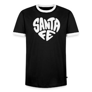 Santa Fe, New Mexico Heart Design - Men's Ringer Shirt - black/white - Front - AI Model Female 172 light (172cm) & AI Model Male 178 light (178cm)