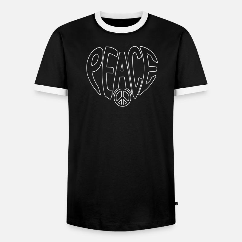 Peace Herz mit Peacezeichen - Männer Kontrast-T-Shirt - Schwarz/Weiß