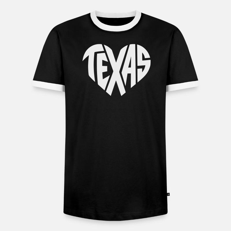 Texas Herz Typografie - Männer Kontrast-T-Shirt - Schwarz/Weiß