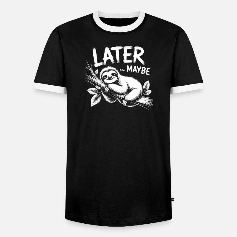 Faultier Spruch Vielleicht später - Männer Kontrast-T-Shirt - Schwarz/Weiß