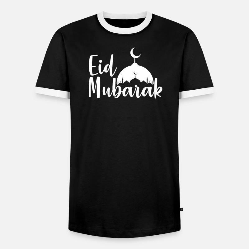Silhouette der Eid Mubarak-Moschee - Männer Kontrast-T-Shirt - Schwarz/Weiß