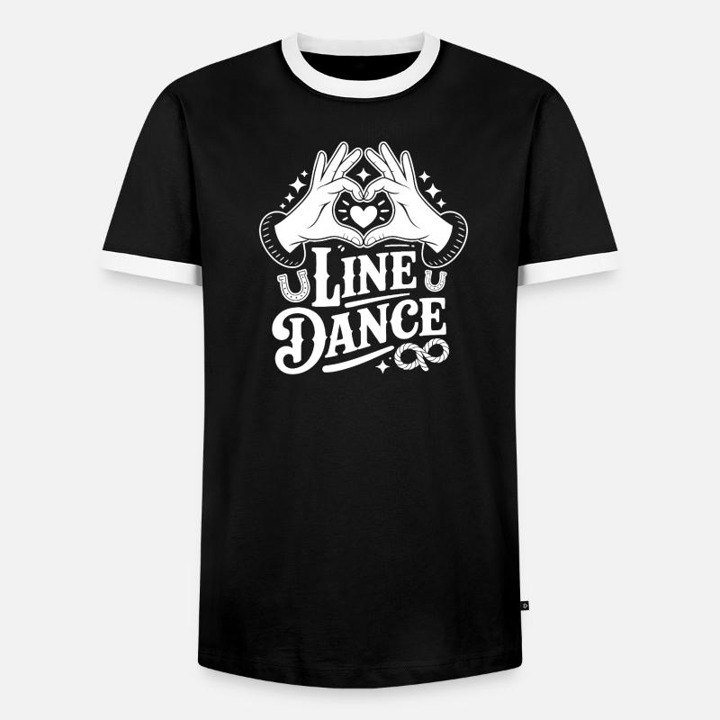 Logo della Danza in Linea con Cuore - Maglietta Contrast da uomo - nero/bianco