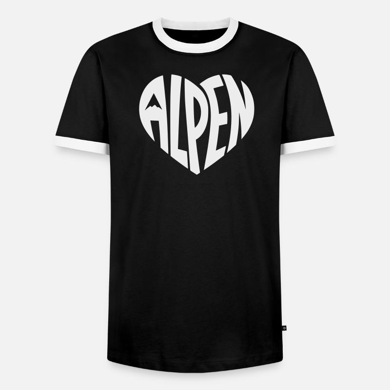 Alpen Herzdesign - Designfarbe variabel - Männer Kontrast-T-Shirt - Schwarz/Weiß