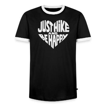 Just Hike and Be Happy Herz-Design - Männer Kontrast-T-Shirt - Schwarz/Weiß - Vorne - AI Model Female 172 light (172cm) & AI Model Male 178 light (178cm)