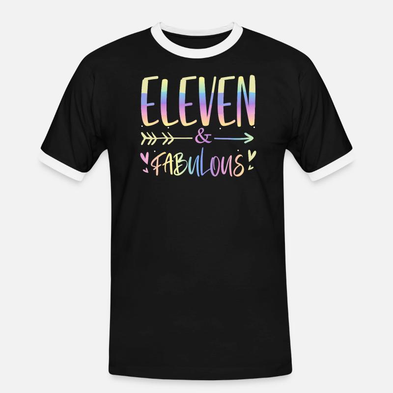 Eleven & Fabulous Rainbow Script - Männer Kontrast-T-Shirt - Schwarz/Weiß