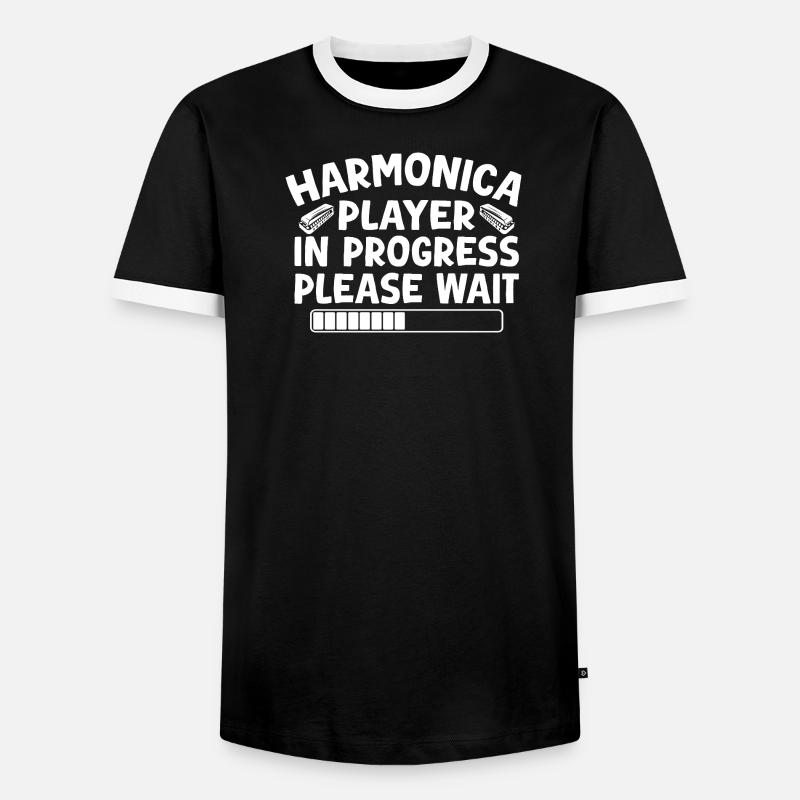 Harmonica Musican In Progress Harmonica - Männer Kontrast-T-Shirt - Schwarz/Weiß